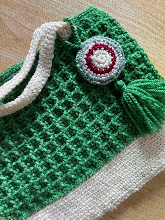 Evergreen Charm Crochet Tote